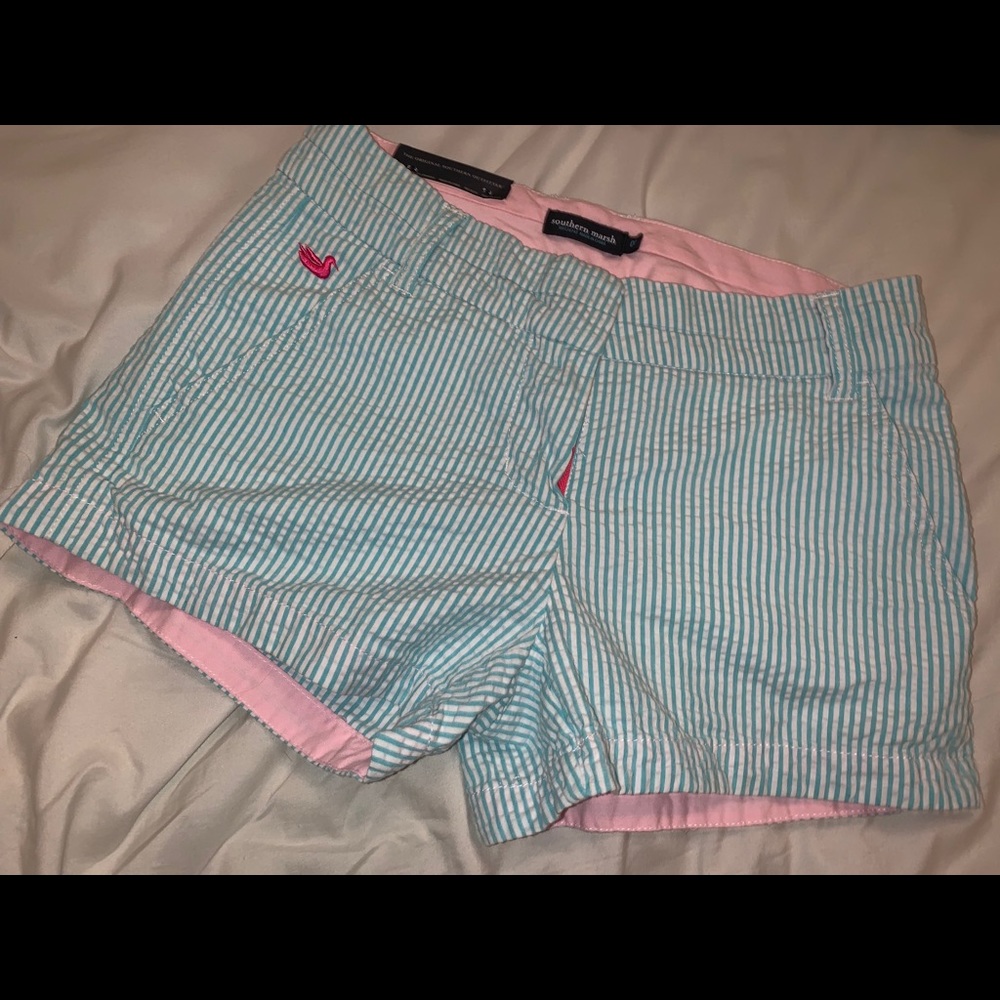 southern marsh blue deer sucker shorts